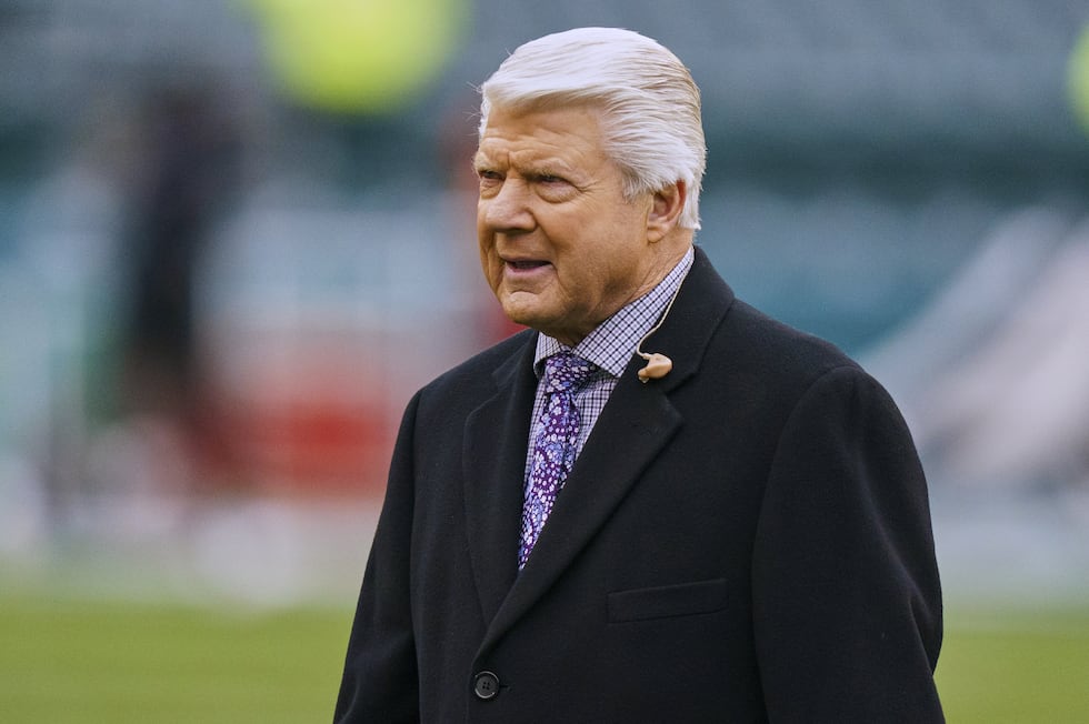FILE - Fox Sports analyst and Former Dallas Cowboys head coach Jimmy Johnson looks on prior to...