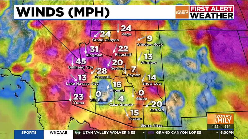 Windy conditions continue across parts of Arizona on Thursday afternoon.