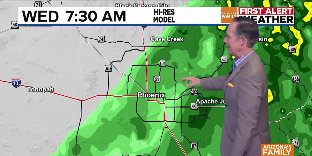 Tim Driver Phoenix First Alert issued for Wednesday as Phoenix drivers could see wet commute