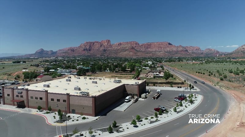 Aerial drone view of Hildale, Utah and Colorado City, Arizona.
