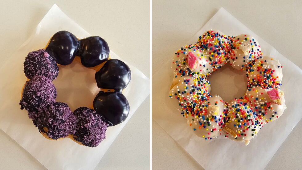 The ube donut (pictured left) is served daily. The Animal Circus donut (pictured right) was a...