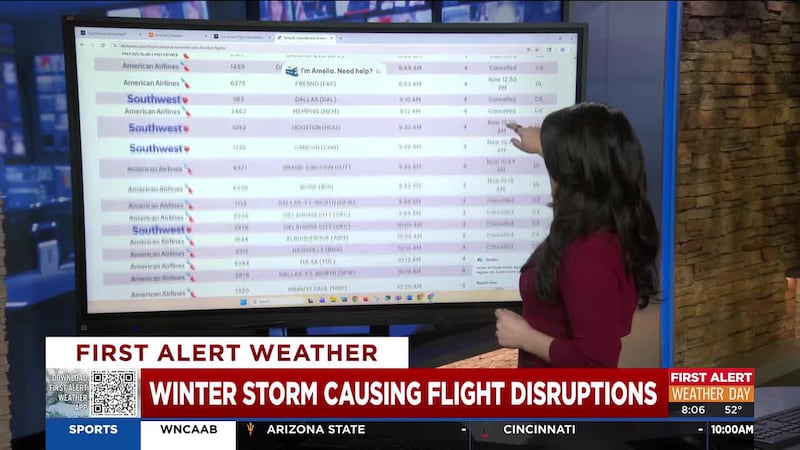 A huge winter storm that is impacting two-thirds of the U.S. has caused dozens of flight...