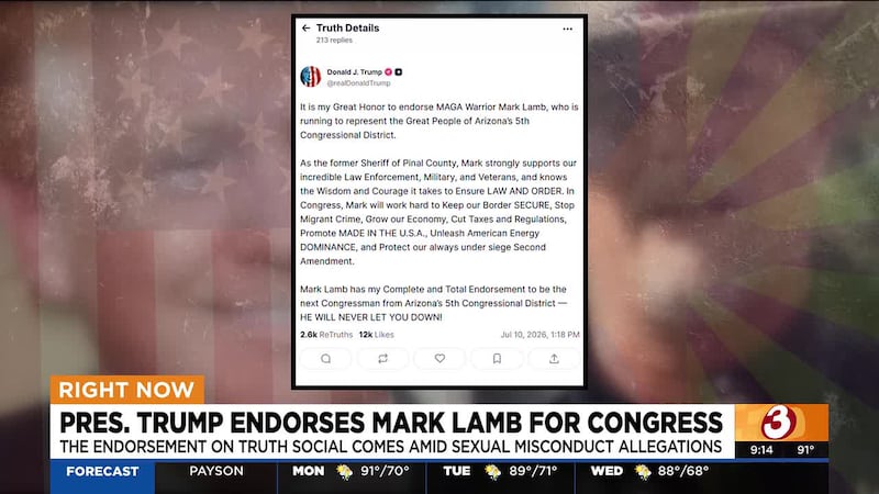 President Donald Trump on Friday reaffirmed his endorsement of former Pinal County Sheriff...