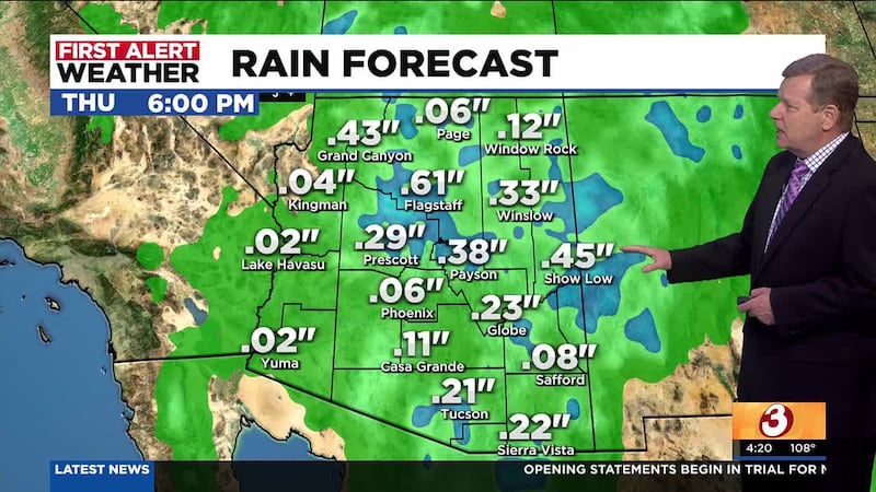 A complicated monsoon weather pattern is established over Arizona, triggering a First Alert...