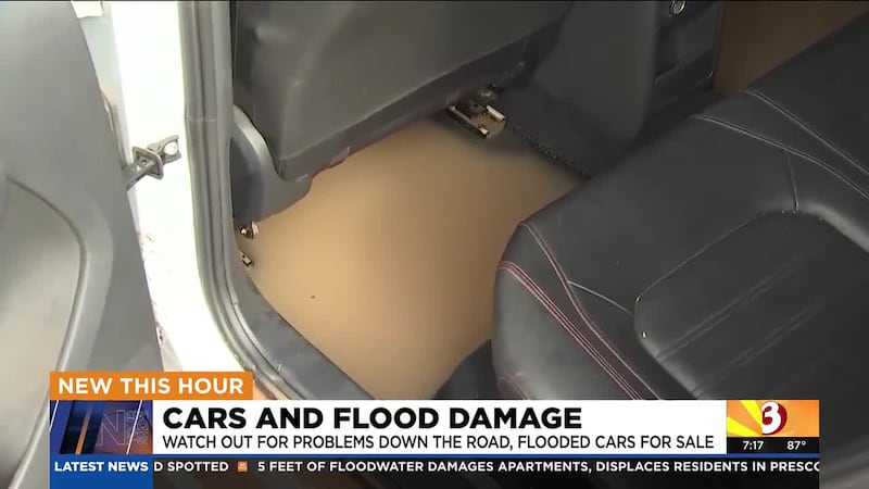 Powerful flash floods across Prescott Valley left some cars filled with water. Susan Campbell...