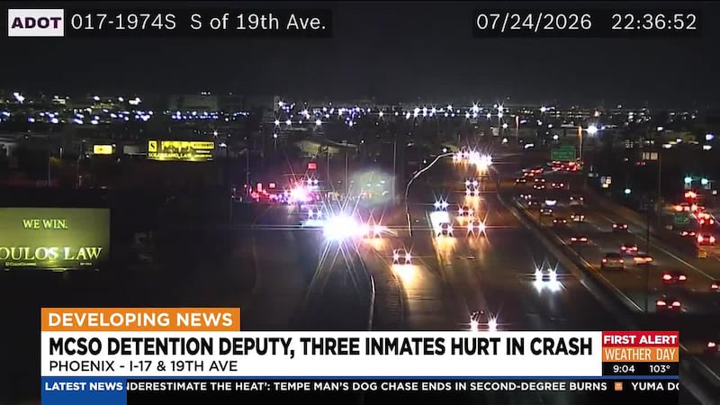 A detention deputy and three inmates were taken to the hospital after a crash in central...