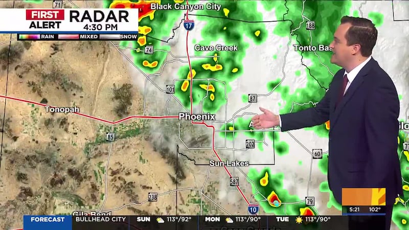 Gusty winds and rain hit the Valley Metro on Saturday.