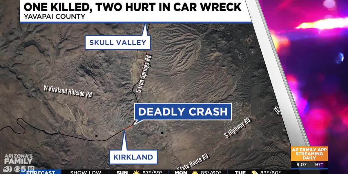 One Dead Two Injured in Two-Car Crash near Skull Valley Arizona