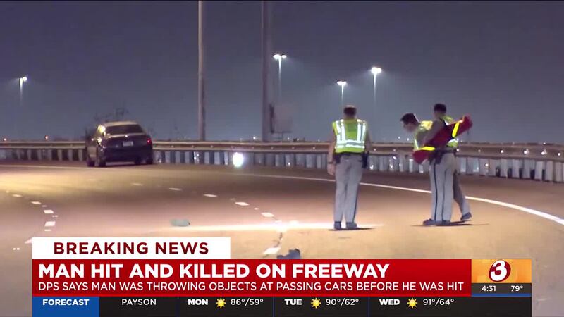 A person is dead after he was struck by a car on a busy Phoenix freeway, forcing temporary...