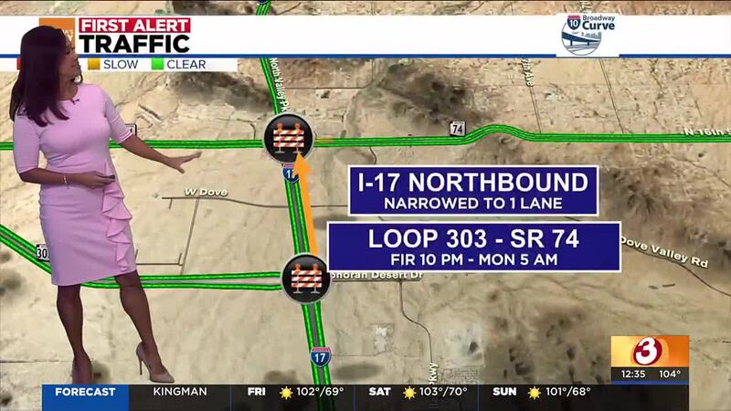 According to the Arizona Department of Transportation, parts of I-10 and the Loop 101 will be...