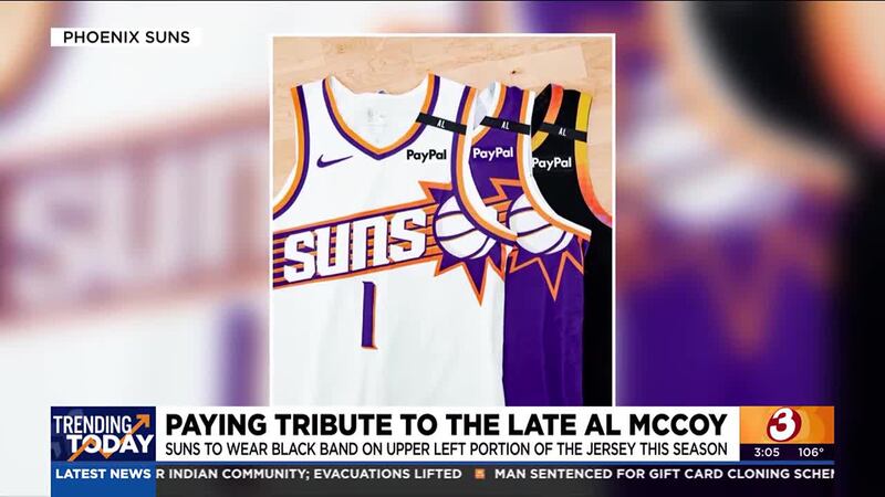 To honor the legacy of the late Al McCoy, the Suns will wear a special jersey band that says...