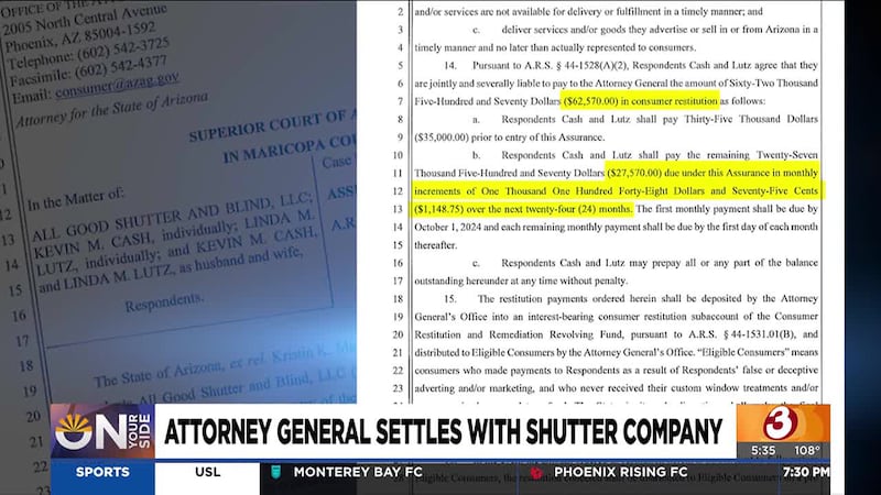 On Your Side started investigating All Good Shutters and Blinds last year. Now, the Attorney...