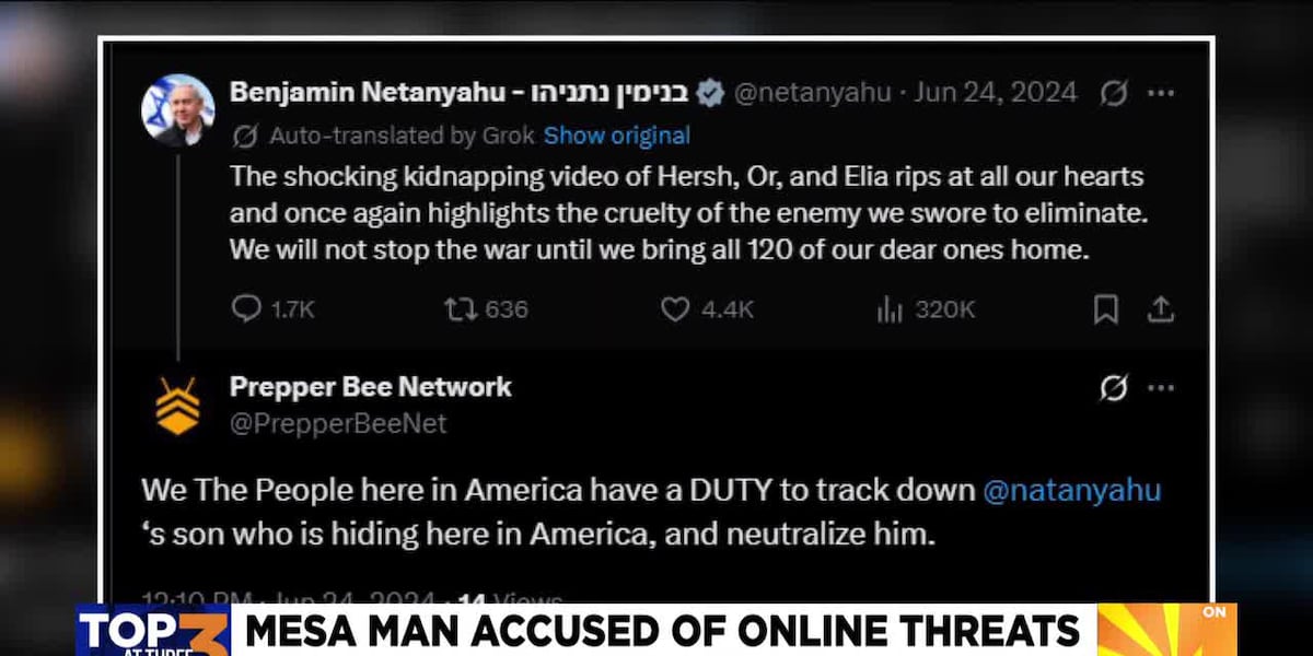 Mesa Man Faces Accusations of Cyber Threats Targeting a Prominent Israeli Leader and Others