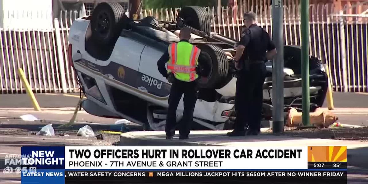 Phoenix Police Vehicle Rolls Over Injuring Two Officers, Passenger