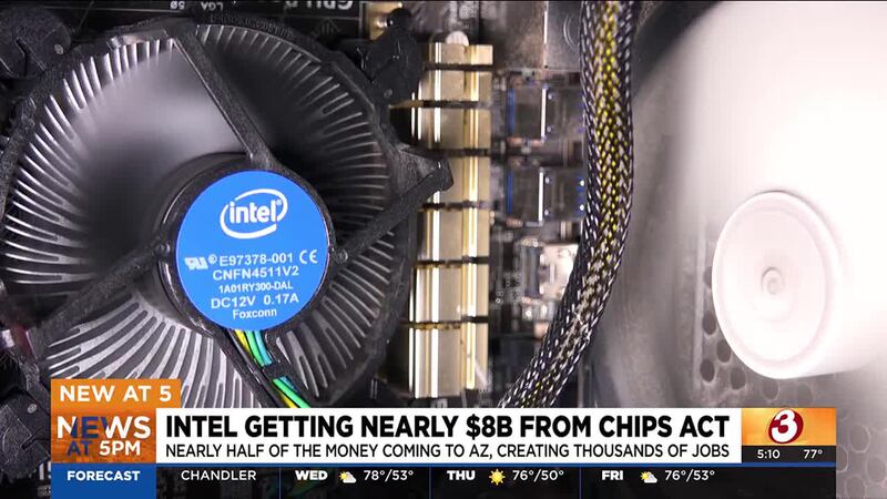 Intel will use nearly $4 billion in the CHIPS Act to expand two of its facilities in Chandler...