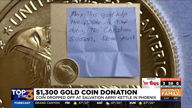 Salvation Army volunteers in Phoenix found quite the surprise at the bottom of a kettle this...